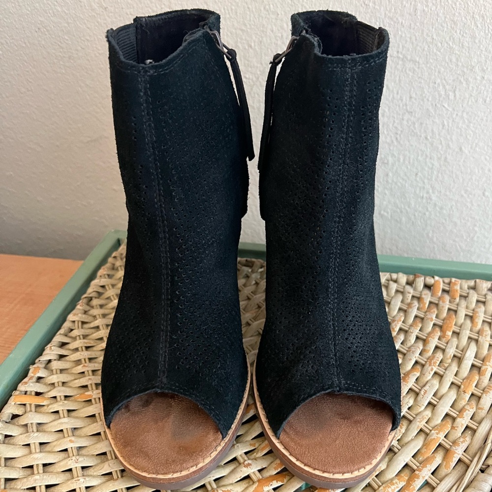 Tom’s Black Suede, Women's Peep-Toe Bootie